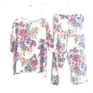 Bryn Walker lounge set women's L floral Linen Italian fabric US lagenlook gift